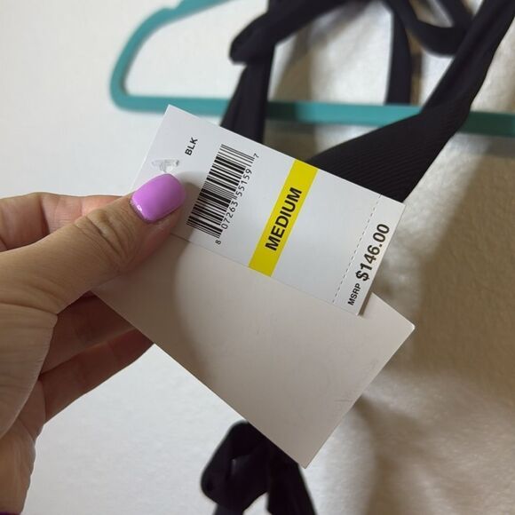 NWT- Becca-Modern Edge Halter- black with gold islets- bikini top- Size medium - Picture 6 of 11